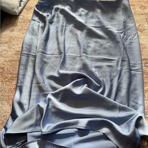 J. Crew Light Slate Blue Satin Midi Skirt